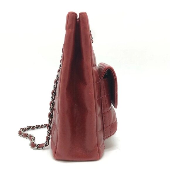 CHANEL Chocolate bar 2.55 Chain Shoulder Bag Tote Bag Lambskin Leather Red - Picture 5 of 13